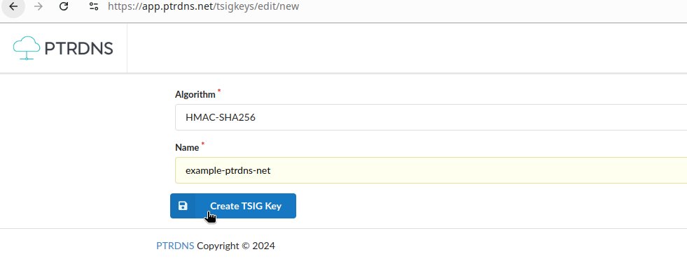 Create the TSIG key to secure AXFR from the primary nameserver